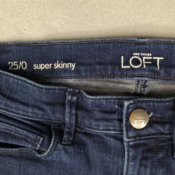 Ann‎ Taylor LOFT Super Skinny Women's Jeans Size 25/0 Blue (27x25.5) Low Rise - Picture 4 of 10